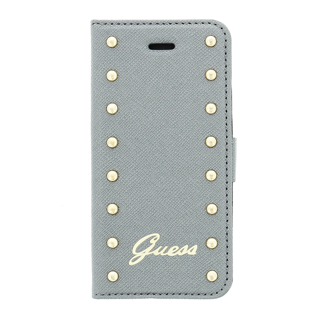 Kožené pouzdro na iPhone 6 Plus Guess Studded stříbrné