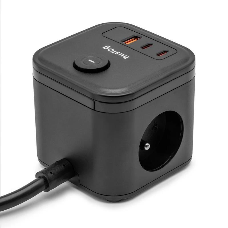 Huslog HUS1002 Nabíjecí stanice 20W 3xzásuvka, 2xUSB-C, 1xUSB černá