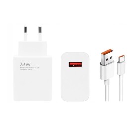 Xiaomi MDY-14-EL USB-A 33W cestovná nabíjačka + USB-C 6A dátový kábel, biela