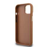 Guess PU Grained 4G Logo Stand Camera Frame Zadní Kryt pro iPhone 14 Brown