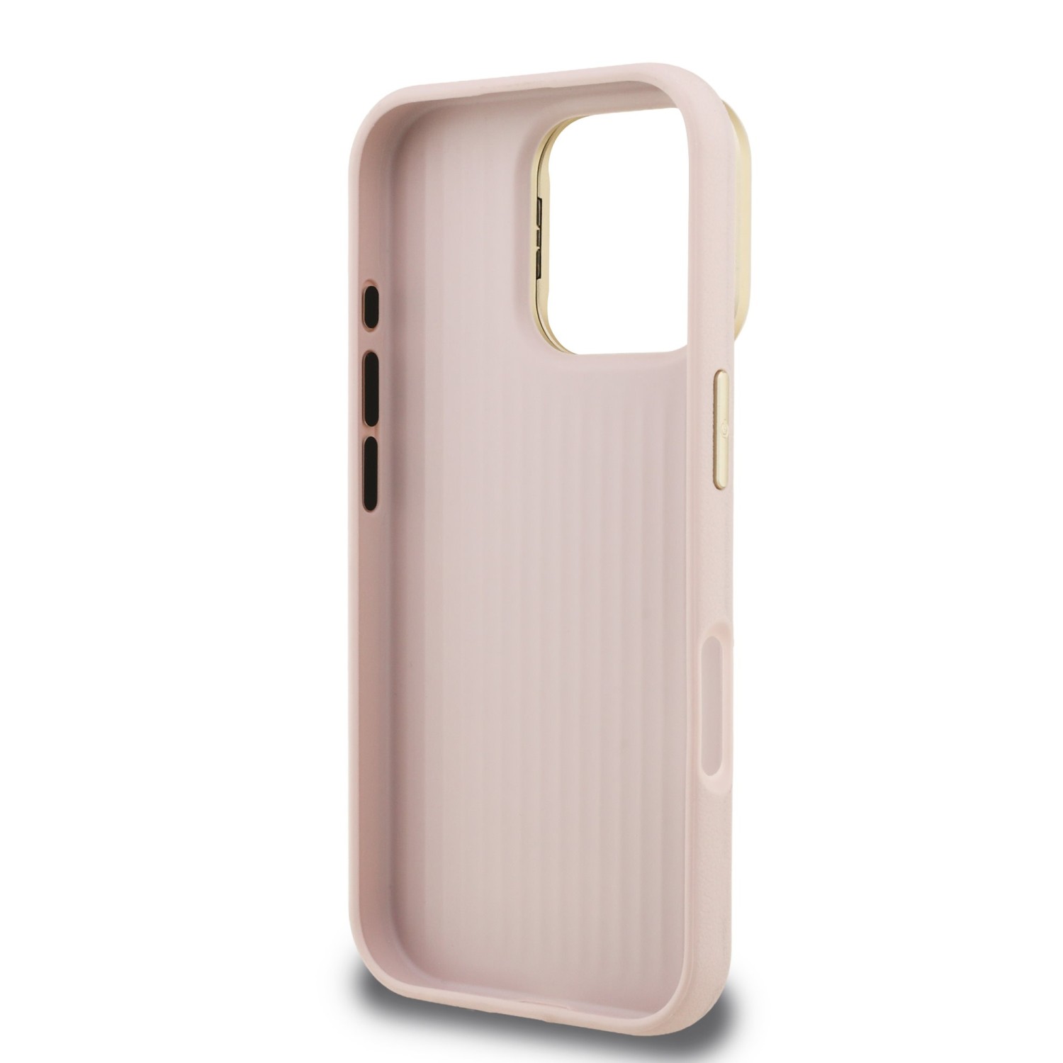 Guess PU Grained 4G Logo Stand Camera Frame Zadní Kryt pro iPhone 16 Pro Max Pink