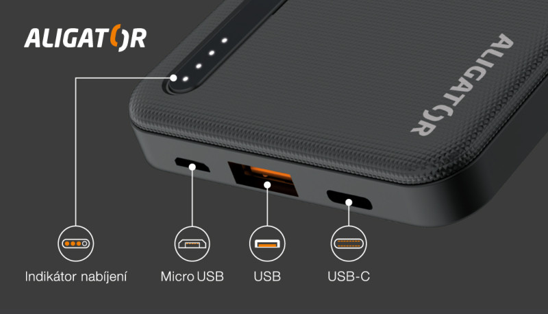 Powerbanka ALIGATOR PBAL1050,10000mAh, Power Delivery 20W, QC18W