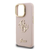 Guess PU Grained 4G Logo Stand Camera Frame Zadní Kryt pro iPhone 16 Pro Pink