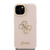 Guess PU Grained 4G Logo Stand Camera Frame Zadní Kryt pro iPhone 14 Pink