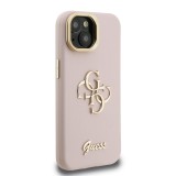 Guess PU Grained 4G Logo Stand Camera Frame Zadní Kryt pro iPhone 14 Pink