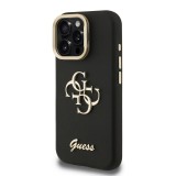 Guess PU Grained 4G Logo Stand Camera Frame Zadní Kryt pro iPhone 16 Pro Black