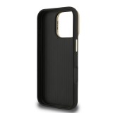 Guess PU Grained 4G Logo Stand Camera Frame Zadní Kryt pro iPhone 16 Pro Black