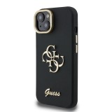 Guess PU Grained 4G Logo Stand Camera Frame Zadní Kryt pro iPhone 14 Black