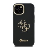 Guess PU Grained 4G Logo Stand Camera Frame Zadní Kryt pro iPhone 14 Black
