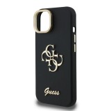 Guess PU Grained 4G Logo Stand Camera Frame Zadní Kryt pro iPhone 14 Black
