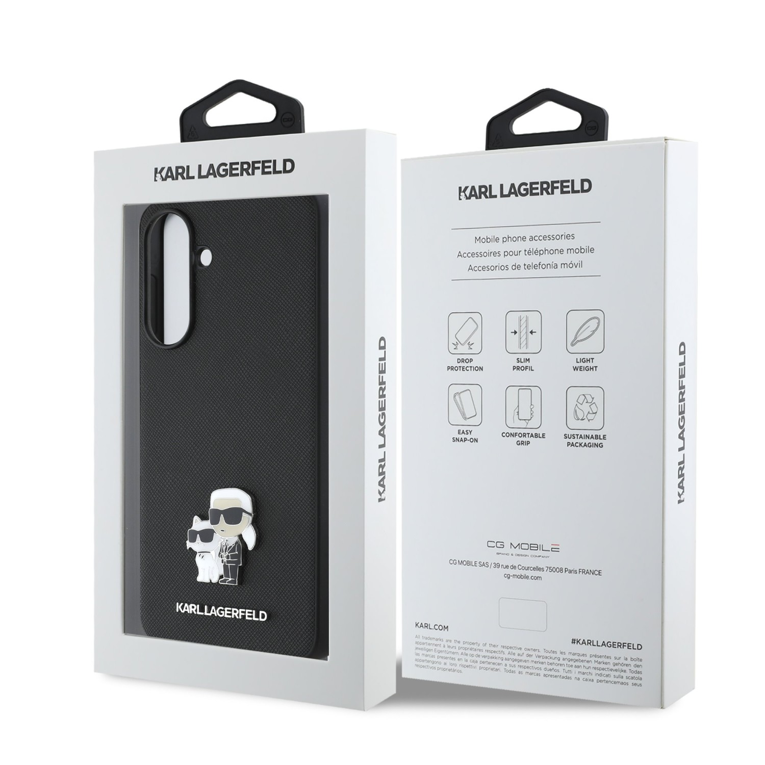Karl Lagerfeld PU Saffiano Metal Karl and Choupette Zadní Kryt pro Samsung Galaxy A56 Black