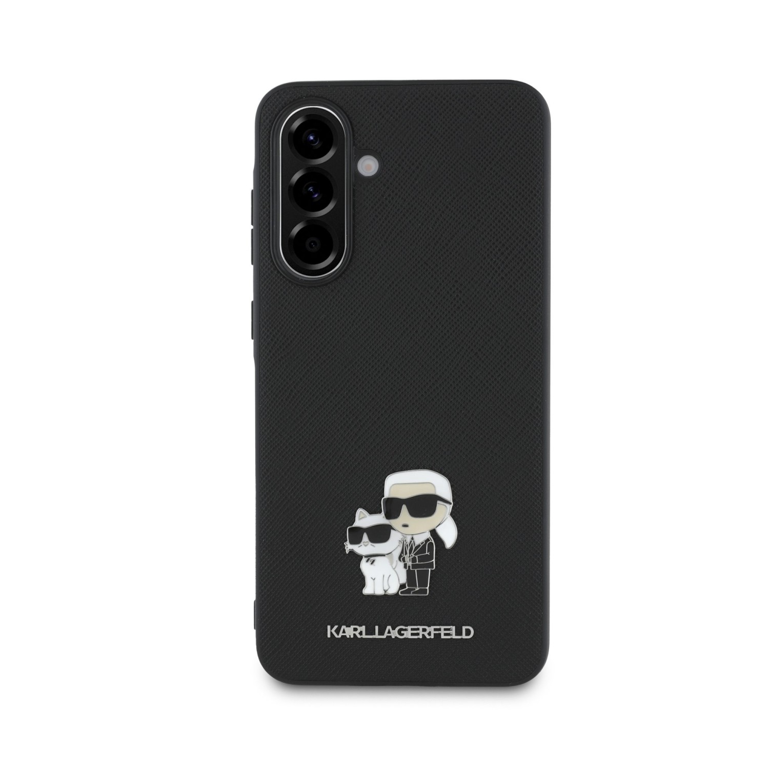 Karl Lagerfeld PU Saffiano Metal Karl and Choupette Zadní Kryt pro Samsung Galaxy A36 Black