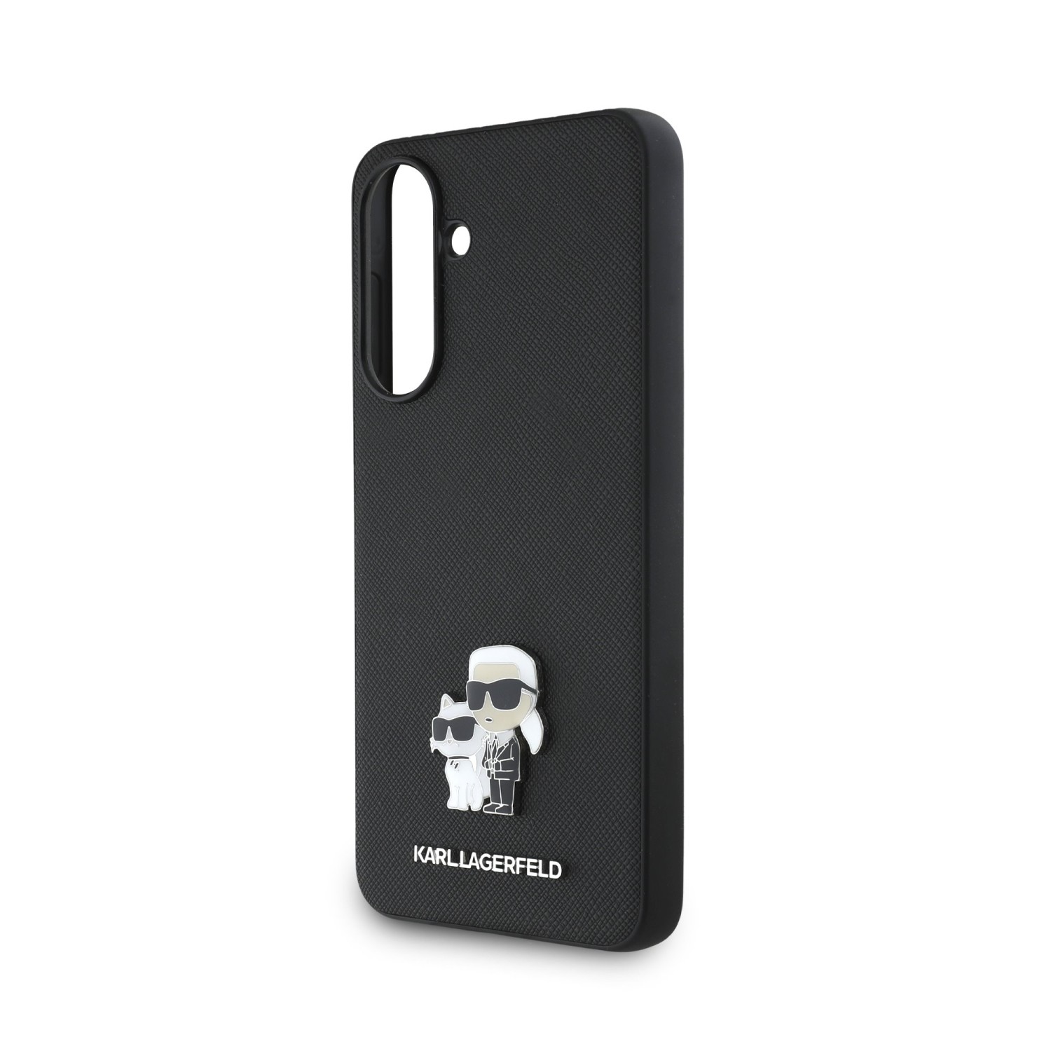 Karl Lagerfeld PU Saffiano Metal Karl and Choupette Zadní Kryt pro Samsung Galaxy A36 Black