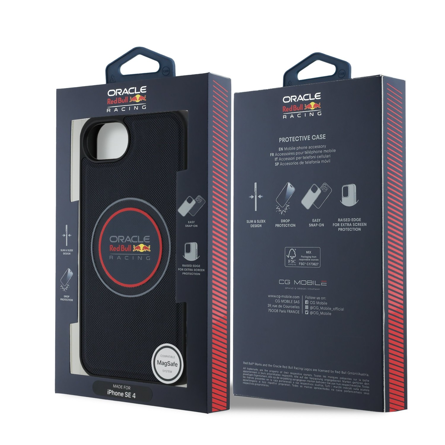Red Bull PU Leather Red Ring MagSafe Zadní Kryt pro iPhone 16e Navy