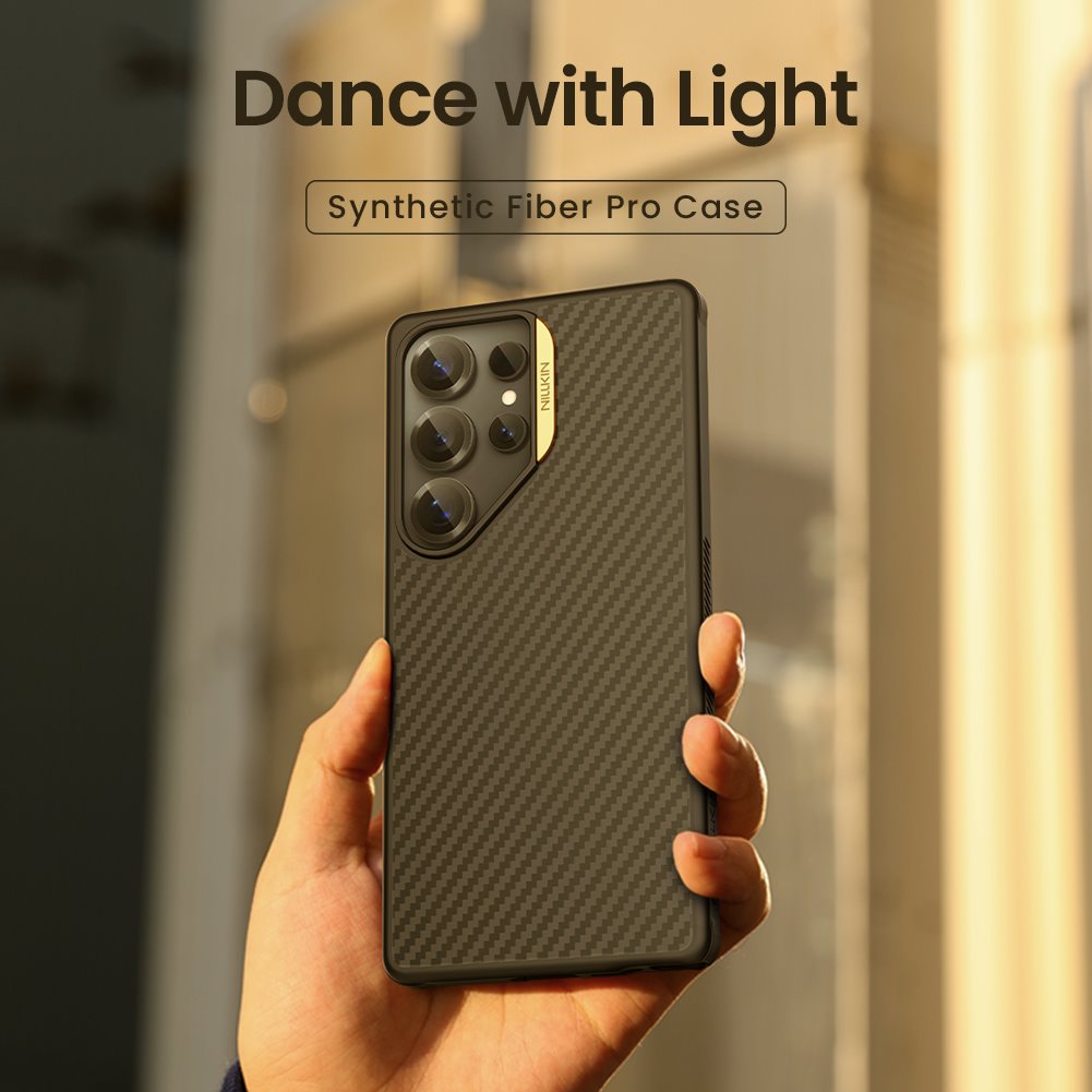 Nillkin Synthetic Fiber PRO Magnetic Zadní Kryt pro Samsung Galaxy S25 Ultra Gold