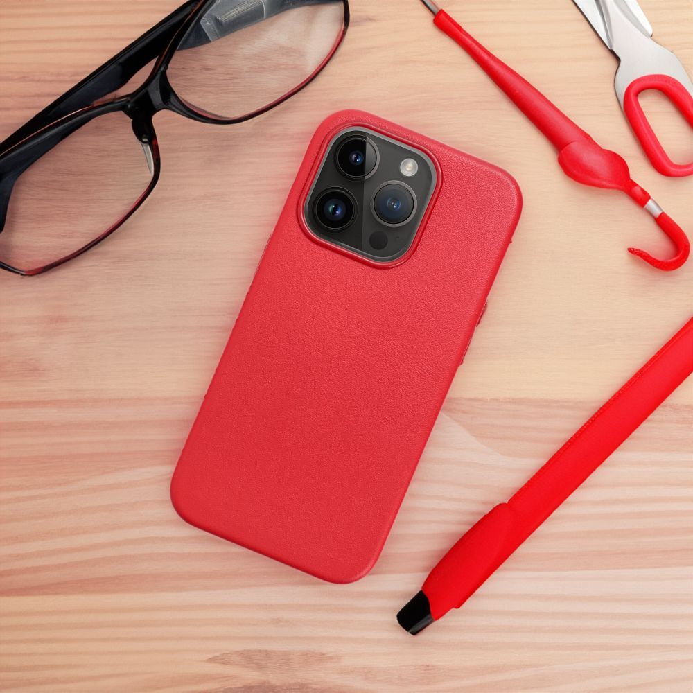 LEATHER MAG COVER case for SAMSUNG S25 PLUS red