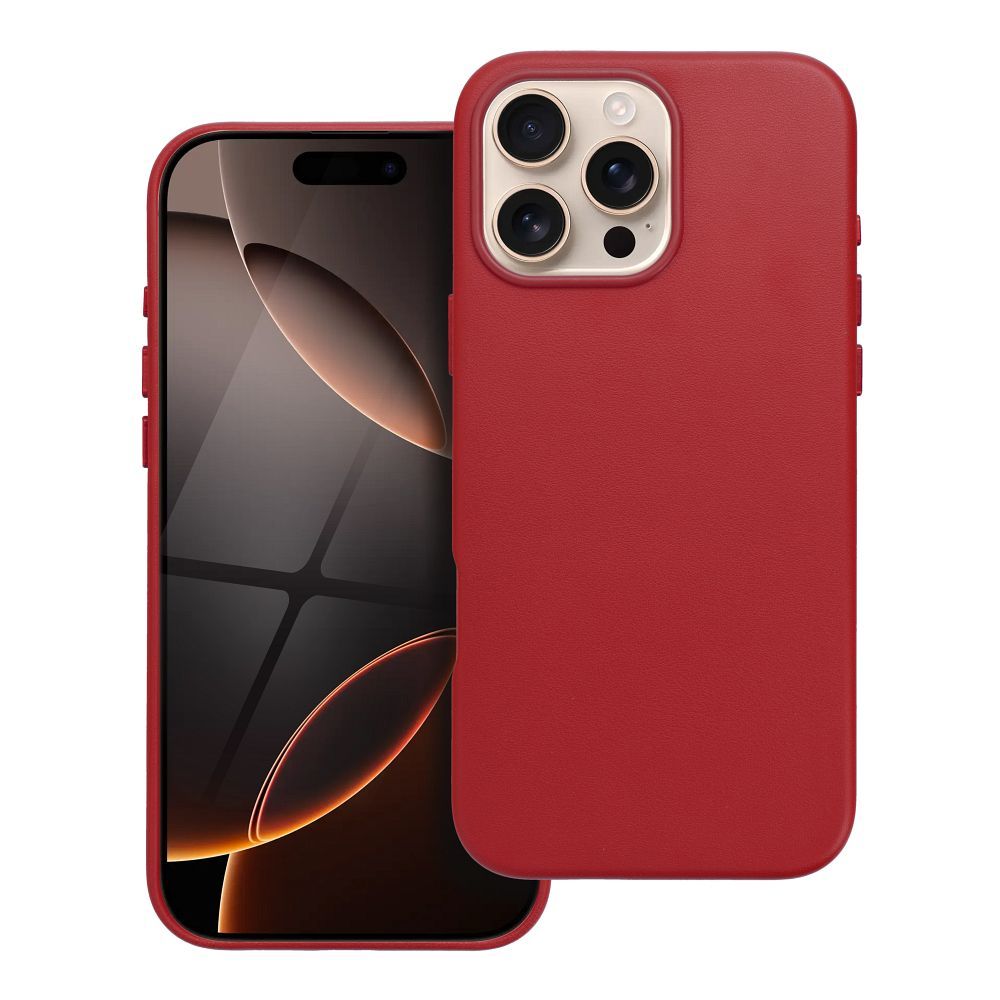 LEATHER MAG COVER case for IPHONE 16 Pro Max red