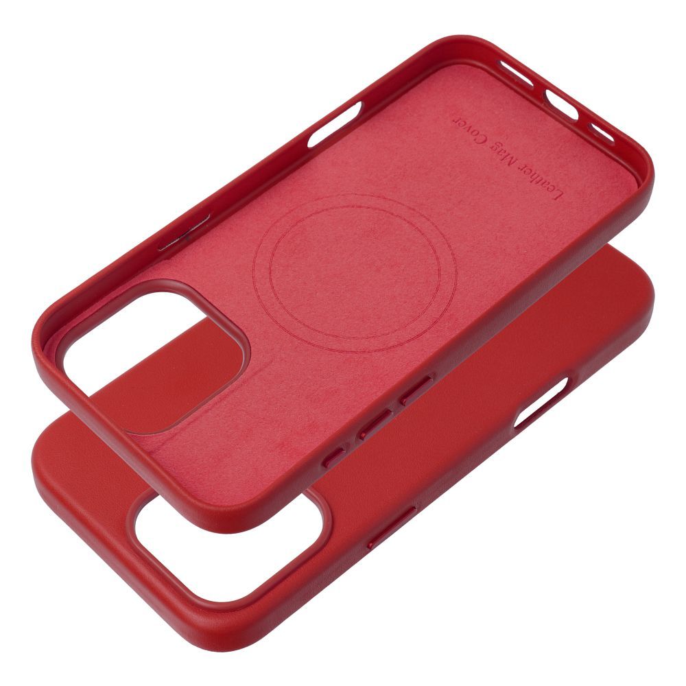LEATHER MAG COVER case for IPHONE 16 Pro Max red