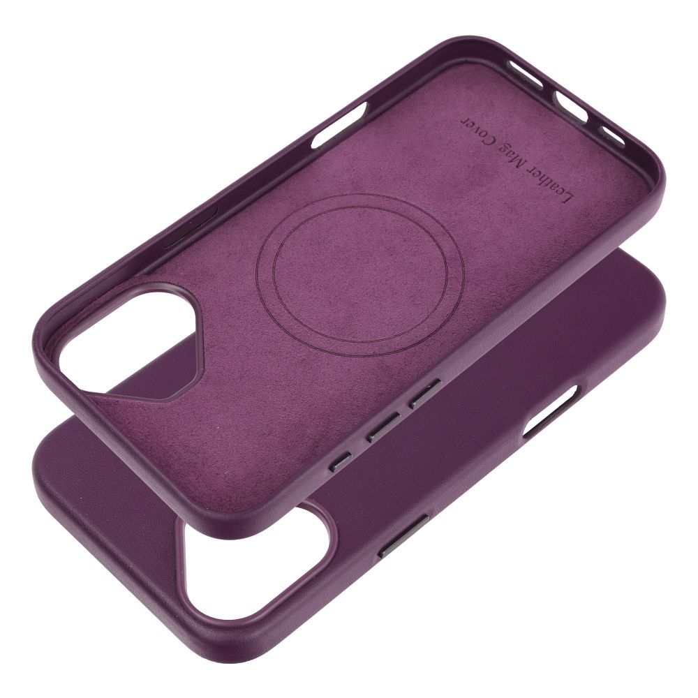 LEATHER MAG COVER case for IPHONE 16 Plus dark violet