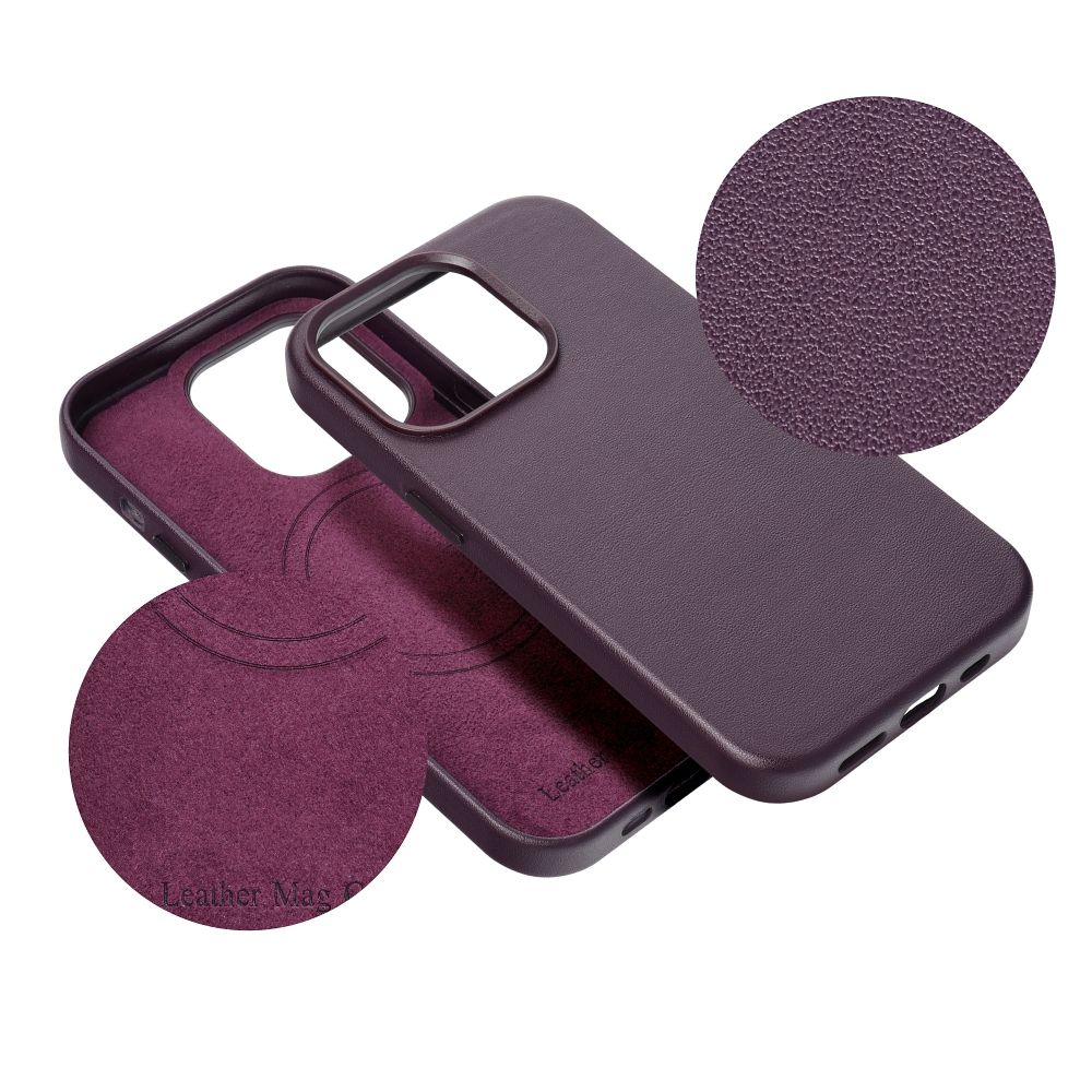 LEATHER MAG COVER case for IPHONE 16 Plus dark violet