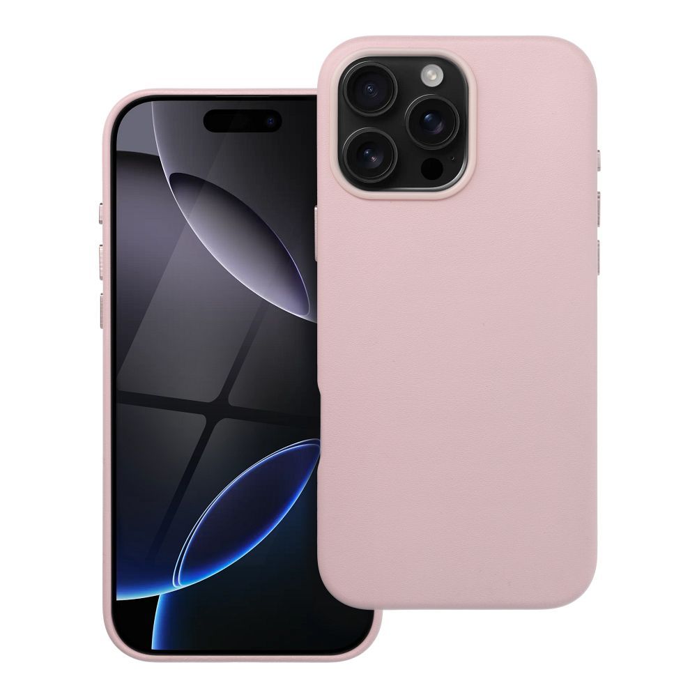 LEATHER MAG COVER case for IPHONE 16 Pro Max sand pink