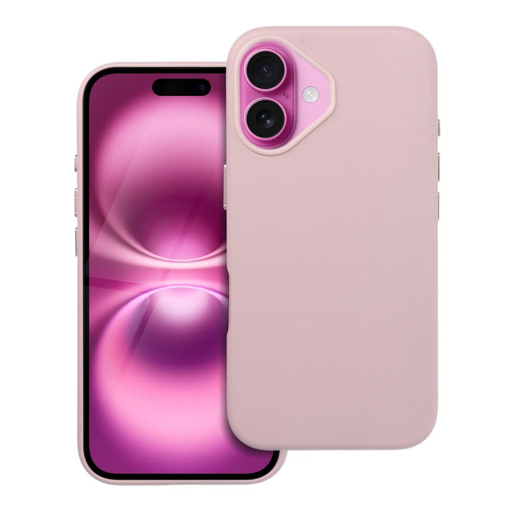 LEATHER MAG COVER case for IPHONE 16 sand pink
