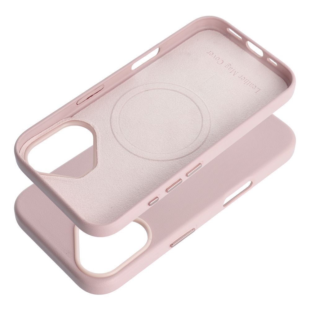 LEATHER MAG COVER case for IPHONE 16 sand pink