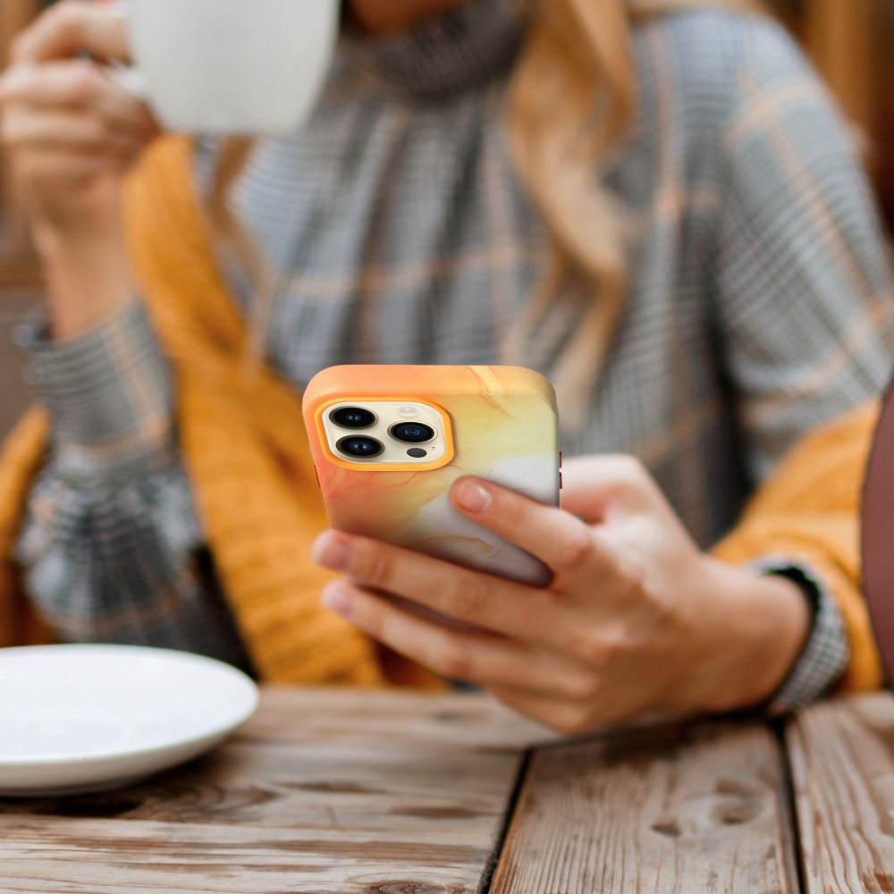 LEATHER MAG COVER case for IPHONE 11 Pro Max orange splash