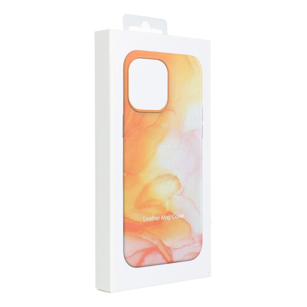 LEATHER MAG COVER case for IPHONE 14 Plus orange splash