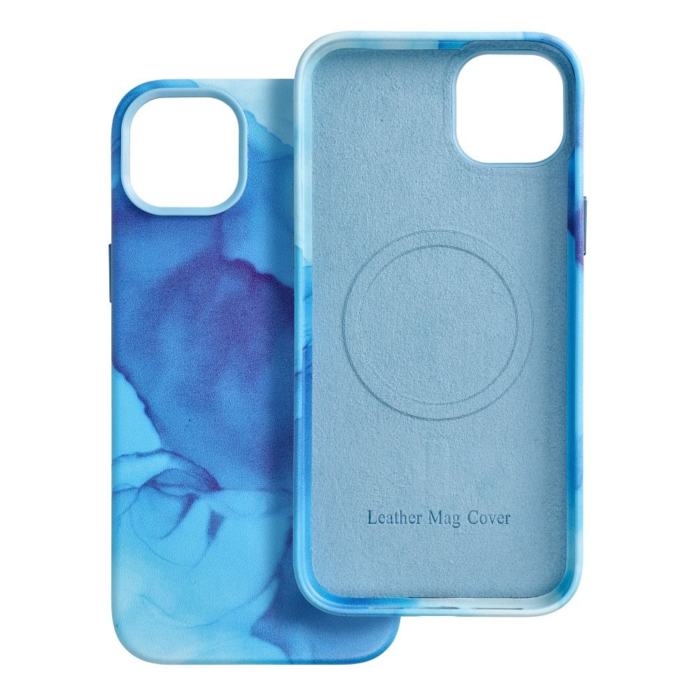 LEATHER MAG COVER case for IPHONE 14 Plus blue splash