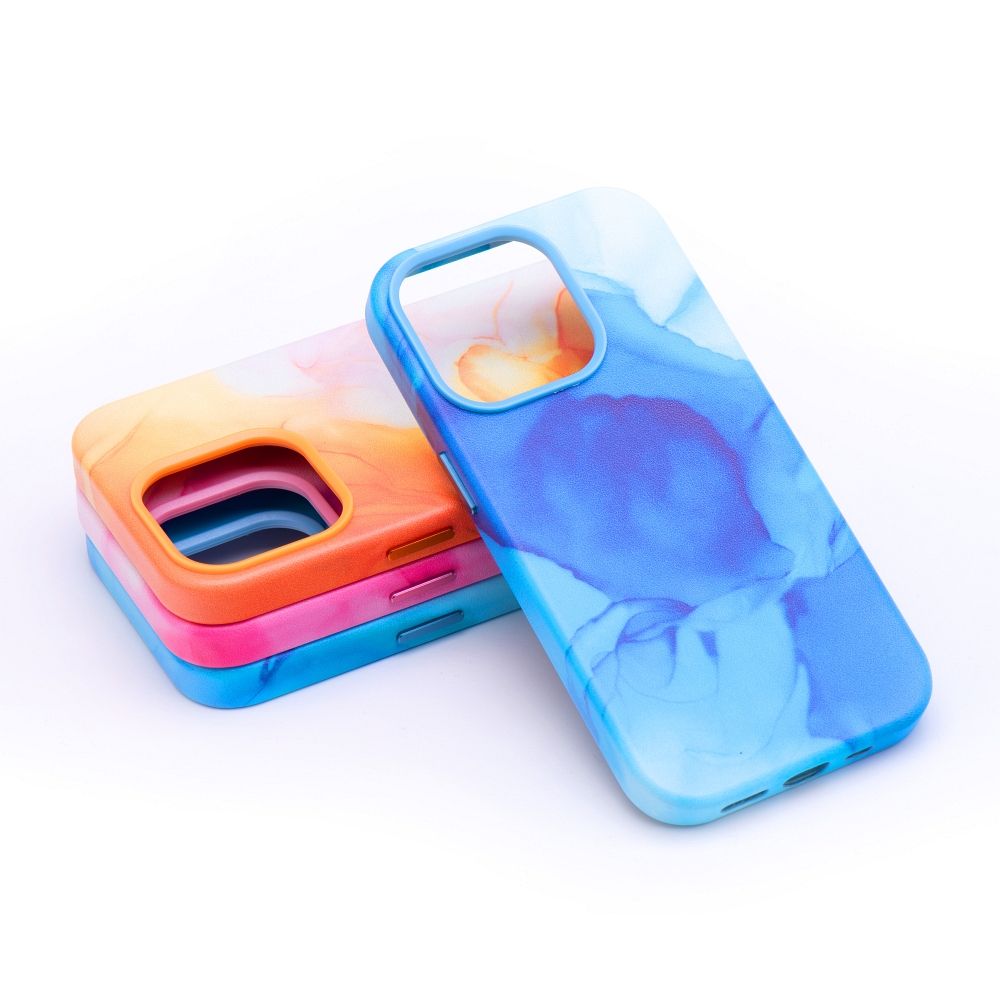 LEATHER MAG COVER case for IPHONE 14 Plus blue splash