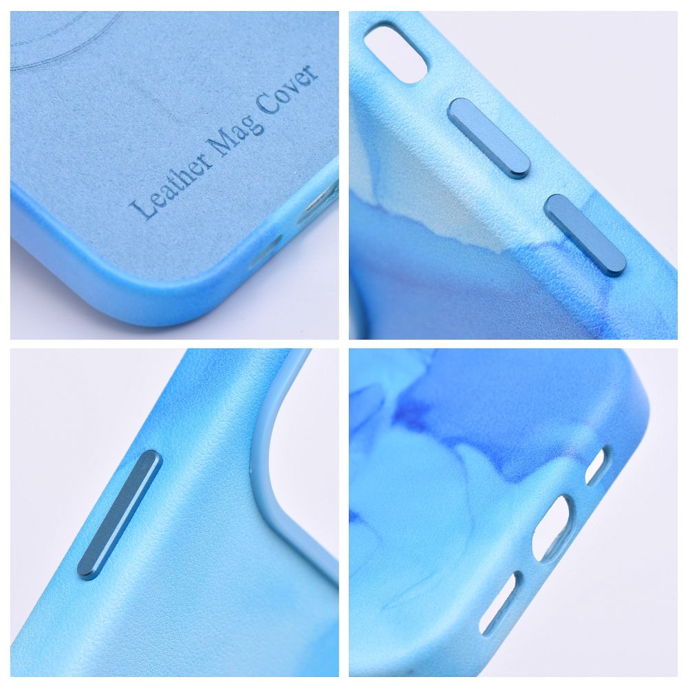LEATHER MAG COVER case for IPHONE 14 Plus blue splash