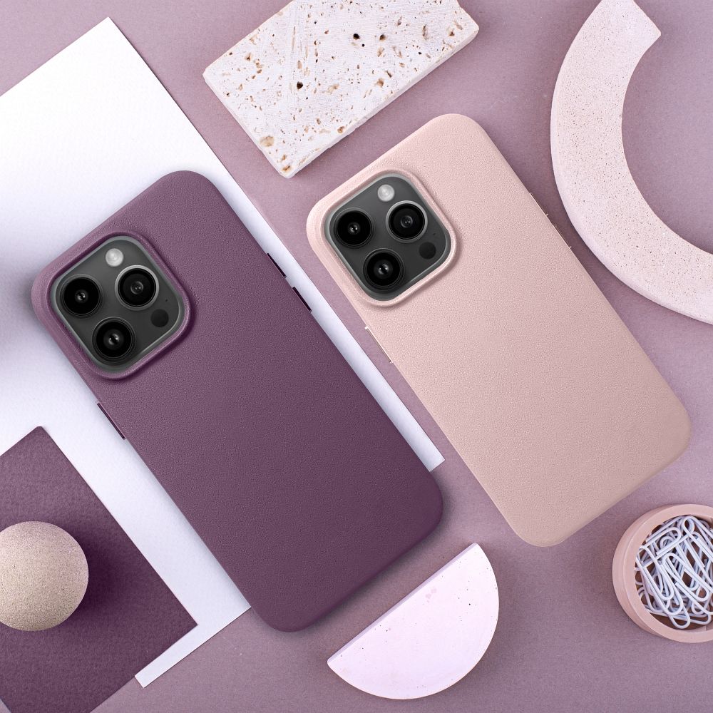 LEATHER MAG COVER case for IPHONE 15 Plus dark violet