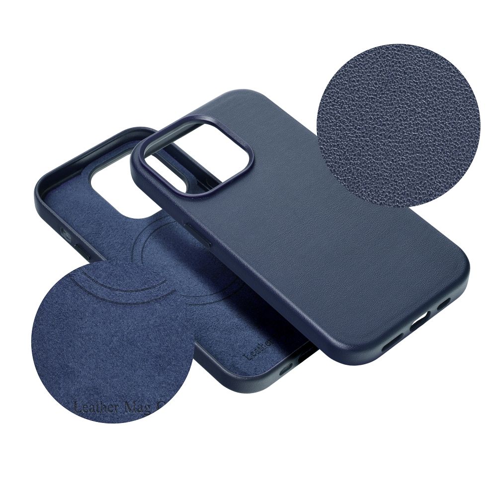 LEATHER MAG COVER case for IPHONE 15 Plus indigo blue