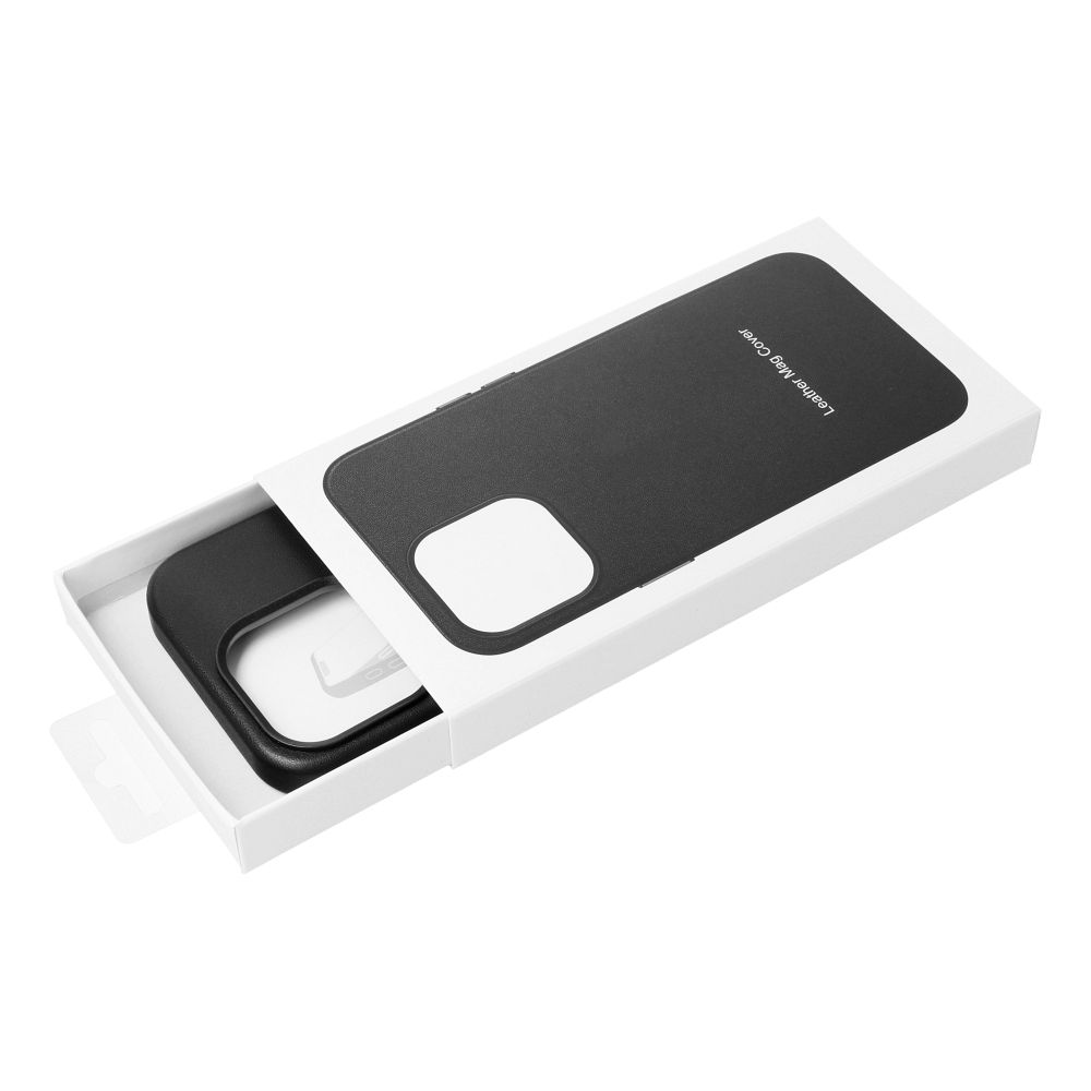 LEATHER MAG COVER case for IPHONE 15 black