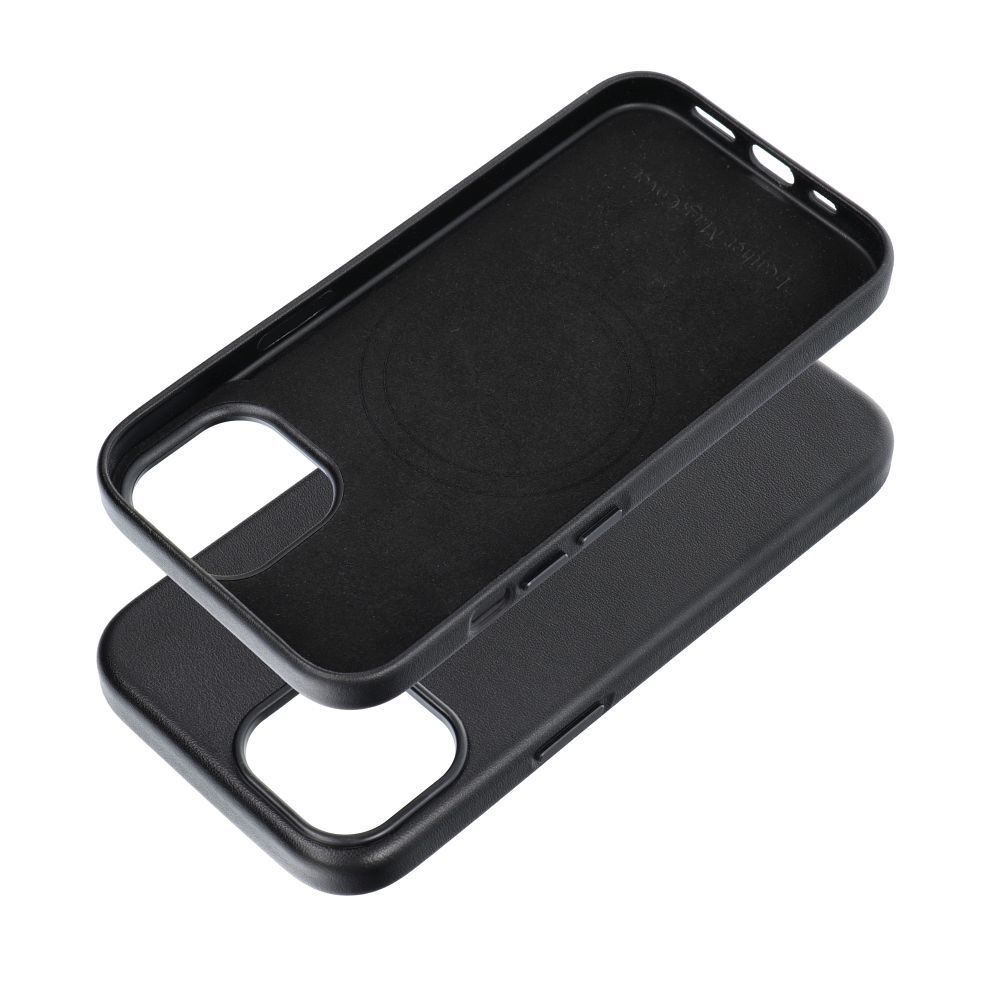LEATHER MAG COVER case for IPHONE 15 black