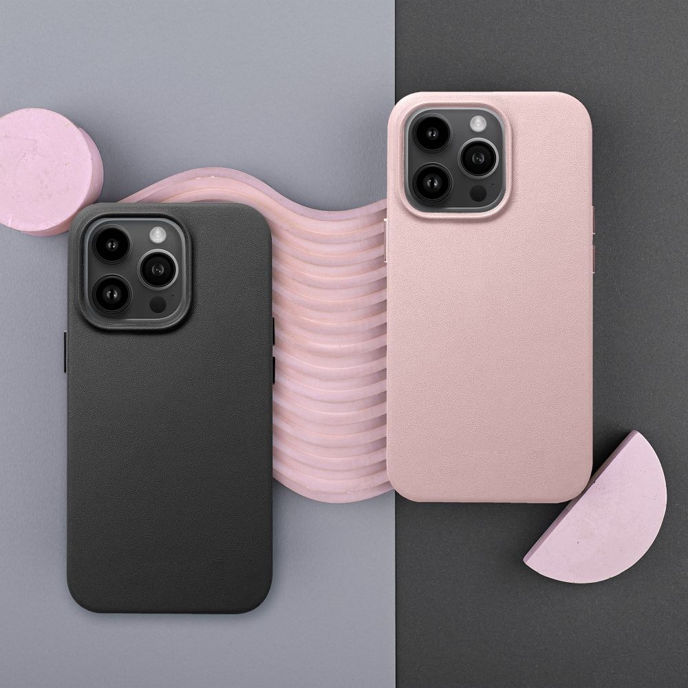 LEATHER MAG COVER case for IPHONE 15 black