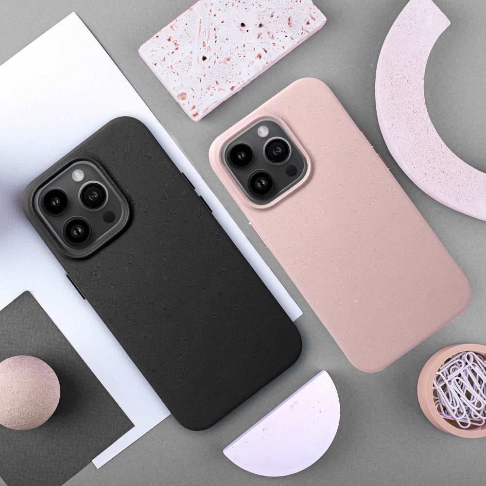LEATHER MAG COVER case for IPHONE 15 black