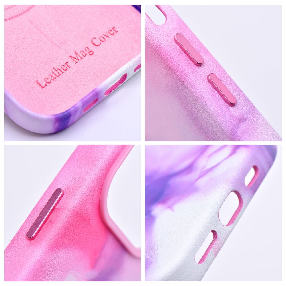 LEATHER MAG COVER case for IPHONE 12 Pro purple splash
