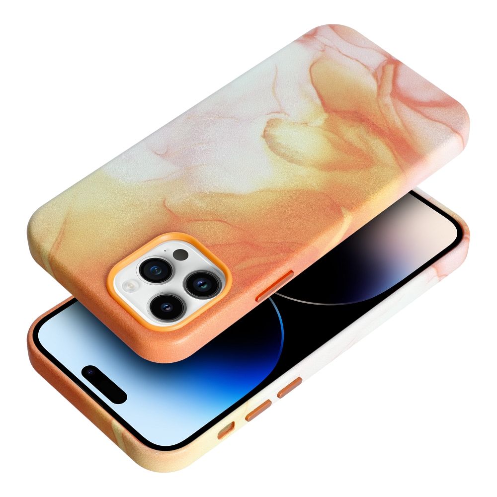 LEATHER MAG COVER case for IPHONE 12 Pro orange splash