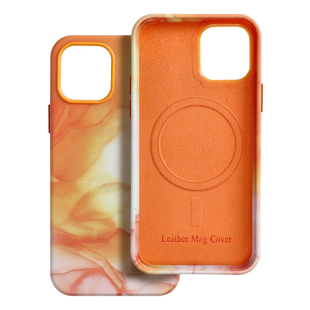 LEATHER MAG COVER case for IPHONE 12 Pro orange splash