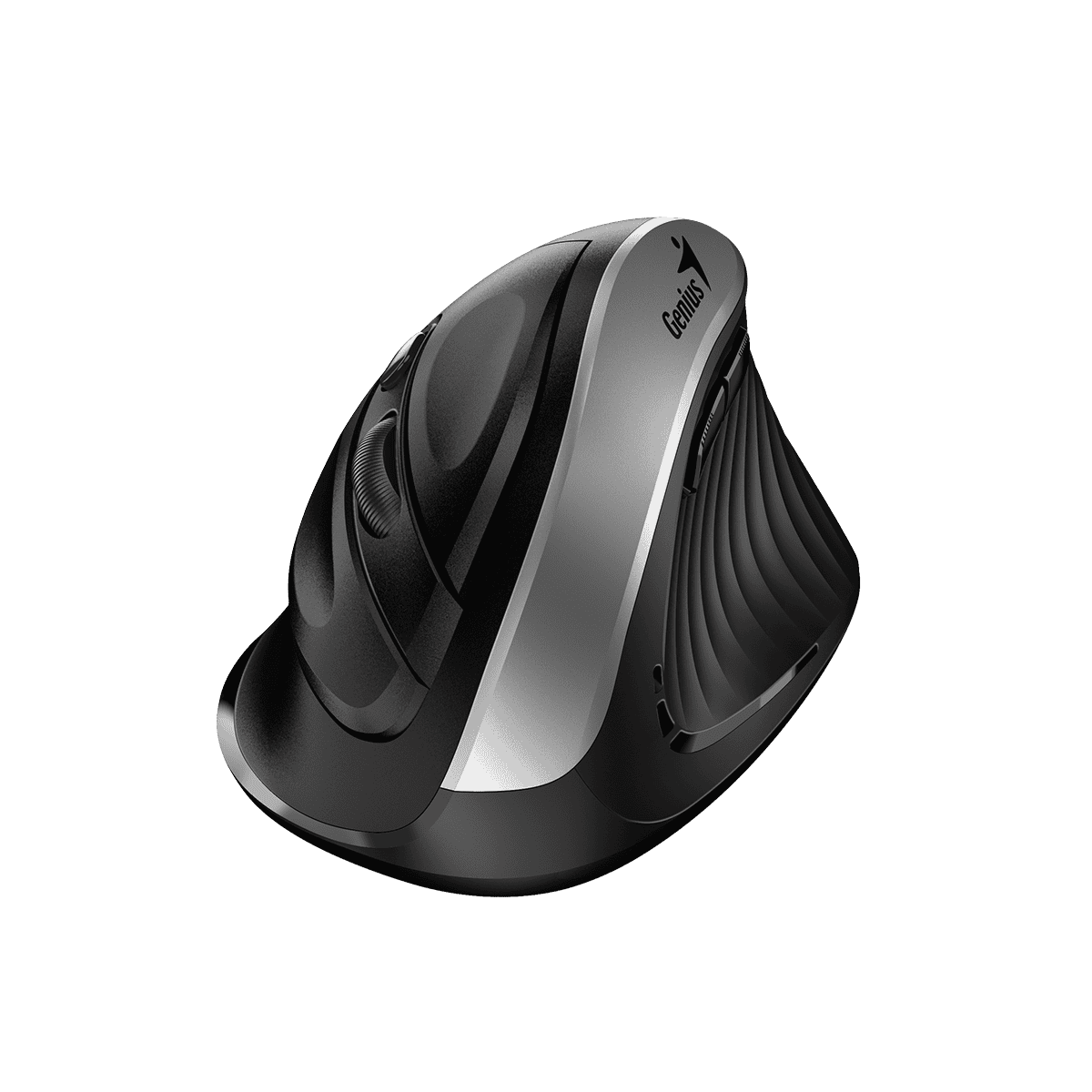 Genius Ergo 8250S /Bezdrátová/Vertikální/Optická/Pro praváky/1 600 DPI/USB/ černá-stříbrná