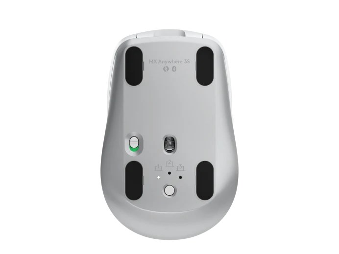 Logitech MX Anywhere 3S /Bezdrátová/Bluetooth/6 tlačítek/8 000 DPI/USB-C/Tichá/ světle šedá
