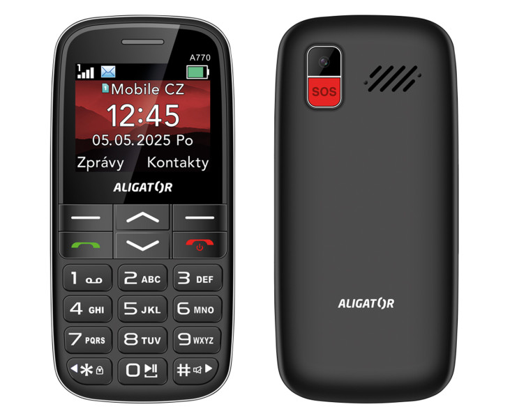 ALIGATOR A770 Senior černý + stolní nabíječka