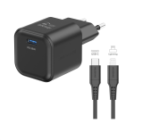 Swissten síťový adaptér /GaN/USB-C/35W/Power Delivery/ + datový kabel USB-C/lightning černá