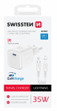 Swissten síťový adaptér /GaN/USB-C/35W/Power Delivery/ + datový kabel USB-C/lightning bílá