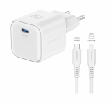 Swissten síťový adaptér /GaN/USB-C/35W/Power Delivery/ + datový kabel USB-C/lightning bílá