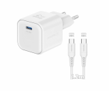 Swissten síťový adaptér /GaN/USB-C/20W/Power Delivery/ bílá