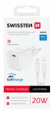 Swissten síťový adaptér /GaN/USB-C/20W/Power Delivery/ + datový kabel USB-C/lightning bílá