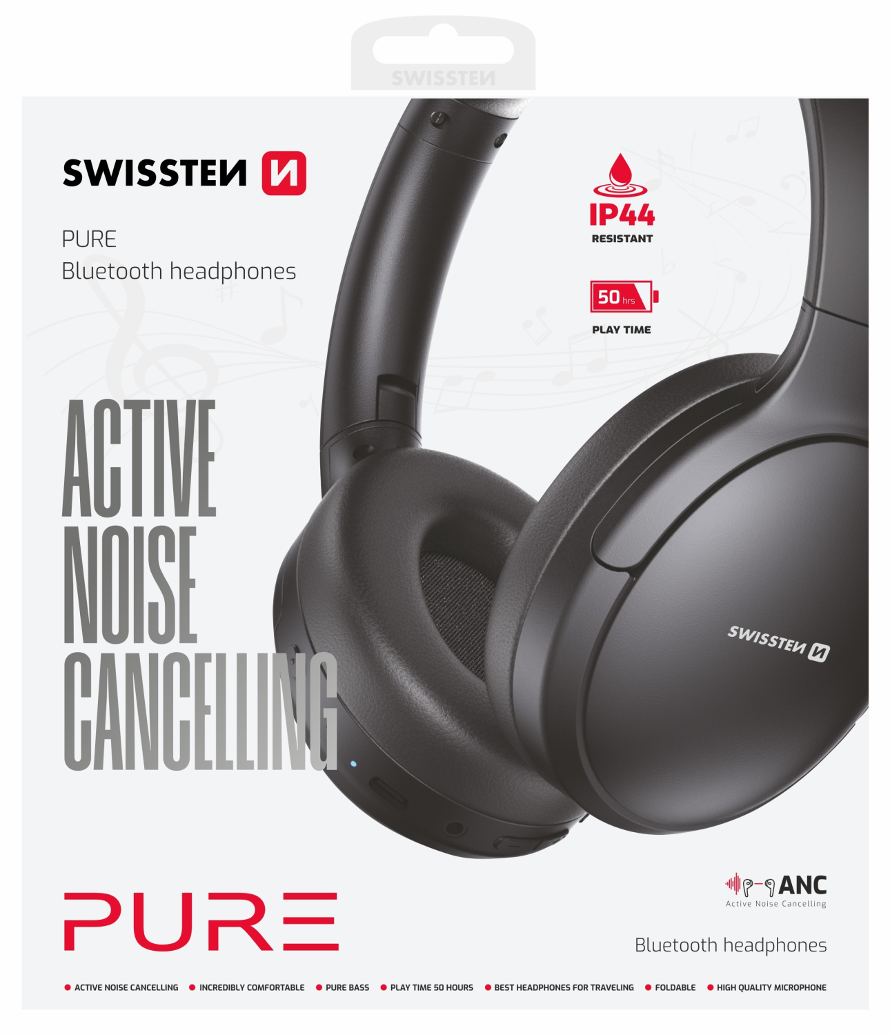 Swissten Pure ANC bluetooth sluchátka černá